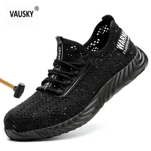 VAUSKY небьющаяся Мужская защитная обувь легкая дышащая цветная спортивная обувь с большой сеткой для предотвращения перфорированной защиты