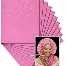 Простой розовый 10 упаковок 20 штук бисером Африканский sego головной убор галстук геле головной платок с большим количеством бисера DHL