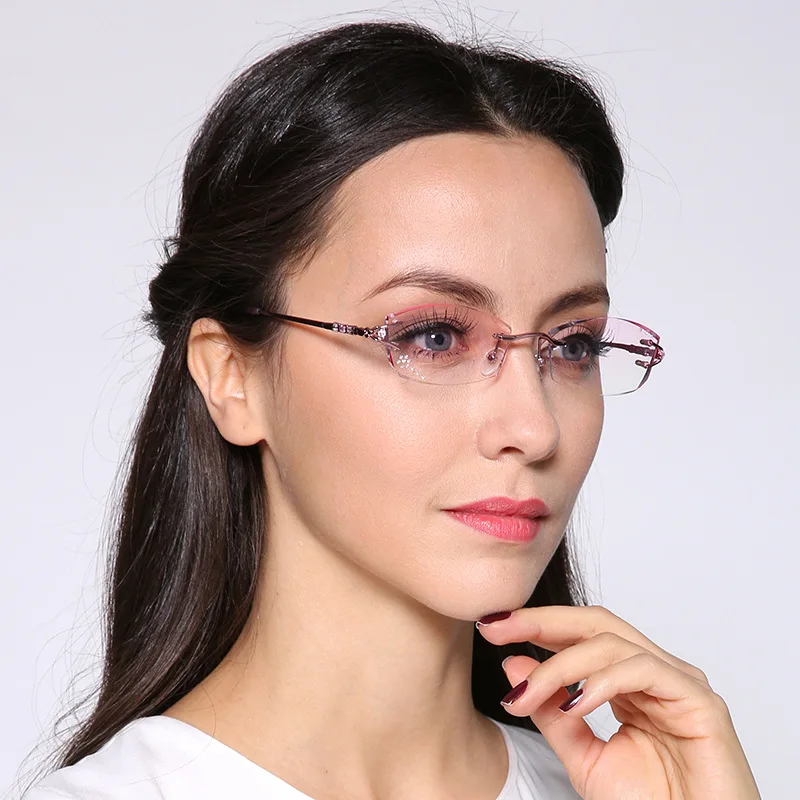 2016 Pure Titanium Fashionable font b Lady b font font b Eyeglasses b font Rimless Spectacle