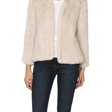 Китай завод прямые поставки натуральный кроличий мех вязаное меховое пальто Модная женская куртка с кроличьим мехом