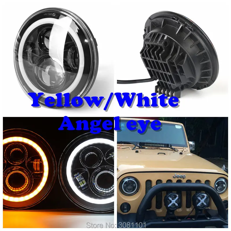 

7 Inch Round Projector Led Headlight with Angel Eye High/Low Beam DRL Auto for Offroad Jeep Wrangler JK 2007-2017