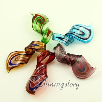 

twist glitter Italian venetian lampwork handmade murano glass pendants for necklaces jewelry cheap fashion jewellery