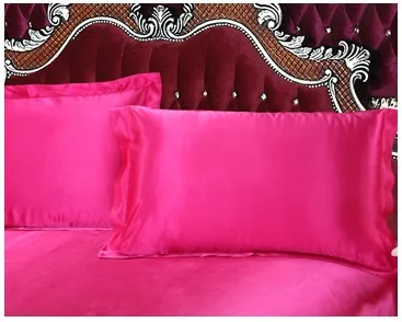 4 шт. ярко-розовые постельные принадлежности атласные шелковые простыни плоские простыни набор покрывала постельное белье Cal Super King queen размер полный двойной 20 цветов