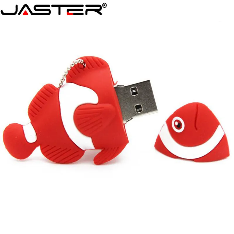 JASTER модный креативный U диск 2,0 64 ГБ 32 ГБ 16 ГБ 8 ГБ 4 ГБ мультфильм 3 цвета маленькая рыба реальная емкость USB флэш-накопитель