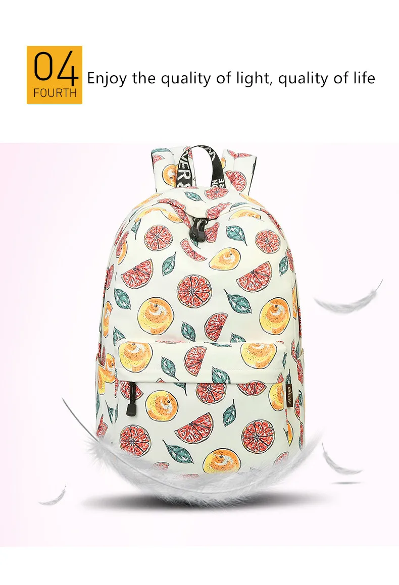 Бренд atinfor, водонепроницаемые повседневные женские рюкзаки с фруктовым принтом, вместительный женский рюкзак для ноутбука, рюкзак для школьников-подростков