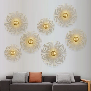 

Post-modern Nordic Luxurious Led Wall Lamp for Foyer TV Background Bed Room Aisle DIY Sun Design Lighting Fixture 1825