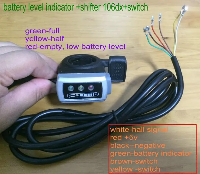 24v36v48v indicador de batería + Cambio de pulgar/acelerador + interruptor de enganche/interruptor de apagado automático para bicicleta Eléctrica scooter ATV parte