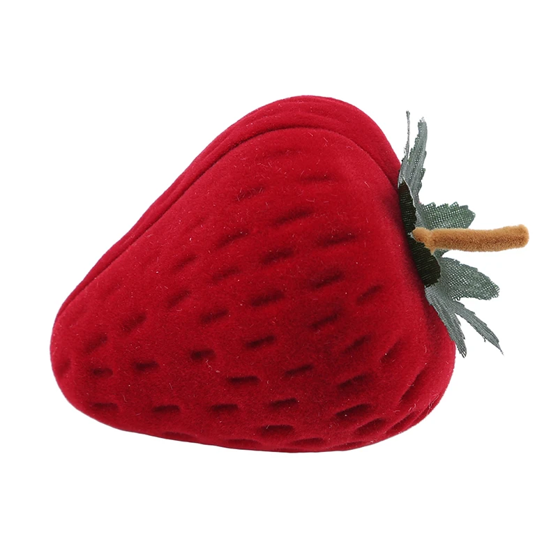 

Red Strawberry Shaped Box Velvet Jewelry Box Ring Jewelry Storage Box Protection Bag Flocking Ring Gift Box Hot Home Storage