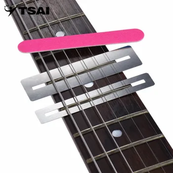

TSAI 3 Pcs/Set Stainless Steel Guitar String Grinding Tools Repairing Tool Set Fretboard Guard ProtectIve Shim Fret Wire File
