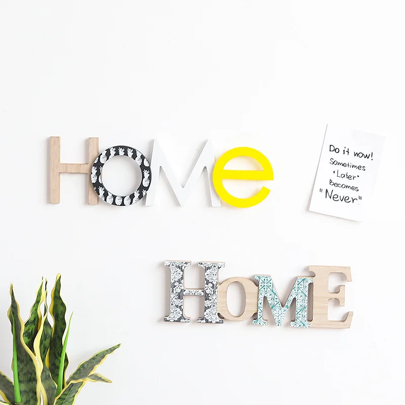 

Nordic Wooden Home/Family Logo Wall Art Kindergarten Decoration Children Room Decoration Wedding Party Home Decoration Letters