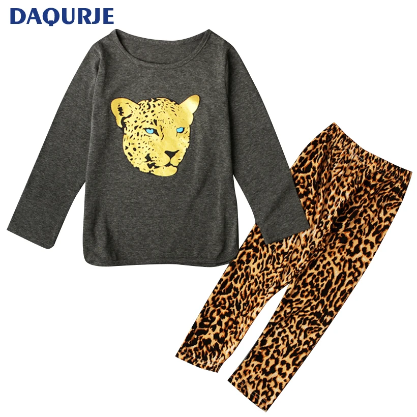 Retail 2018 winter Girls Clothing Sets baby Leopard Print children ...