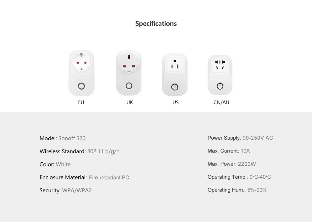 Itead Sonoff сенсорный Wifi переключатель WiFi релейный модуль 220 В беспроводной светильник таймер переключатель, S20 ЕС умная розетка для автоматизации умного дома