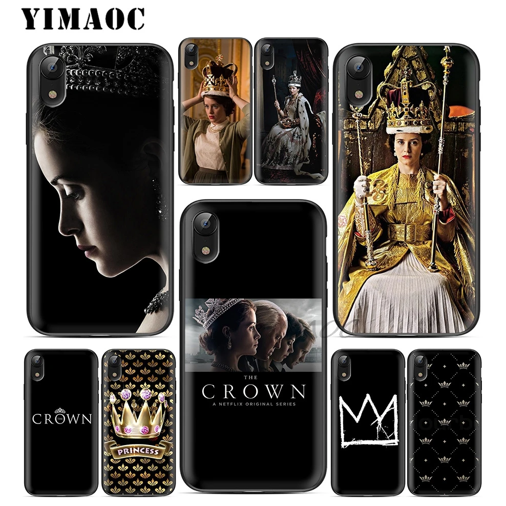 YIMAOC ТВ-шоу Crown Мягкий ТПУ Черный силиконовый чехол для iPhone X или 10 8 7 6 6S Plus 5 5S SE Xr Xs Max