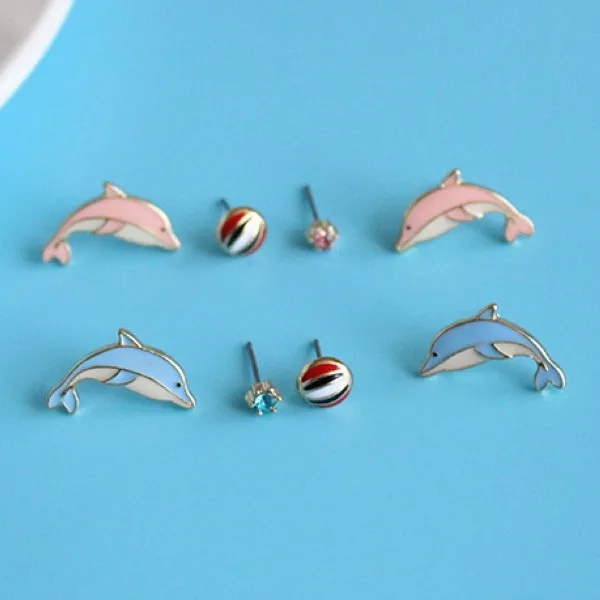 free shipping 10 sets /lot fashion accessories enamel dolphin stud