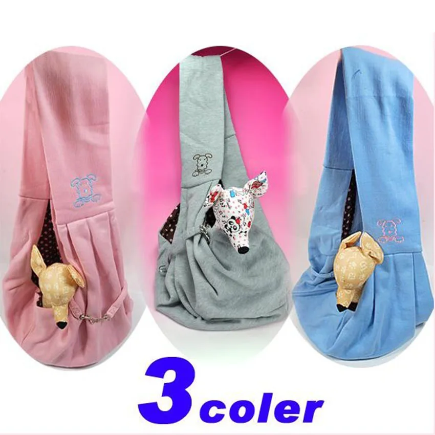 HANTAJANSS Hands-Free Reversible Small Dog Cat Sling Carrier Bag Outdoor Travel Double-sided Kangaroo Pocket Shoulder Bags