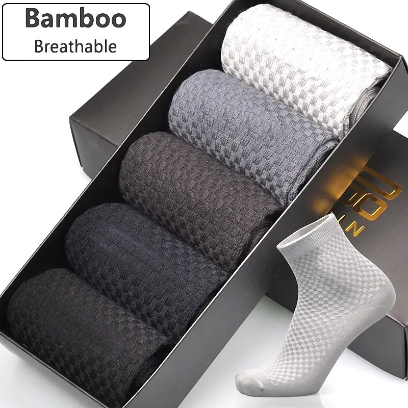 

1 Pair Men Bamboo Fiber Dress Socks Casual Deodorant Business Spring Summer Breathable British Classic Long Sock Gifts For Men
