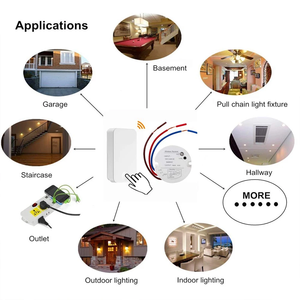 QIACHIP беспроводной пульт дистанционного управления Передатчик без батареи и 1 CH RF релейный приемник ВКЛ/ВЫКЛ для ламп светильник Потолочные светильники