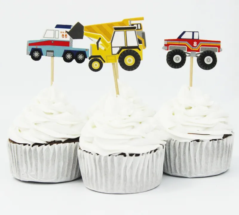 48pcs Car Automobile Cupcake Toppers Picks for Happy Birthday Party Decorations Boys and Christmas Decorations for Home Cake 1