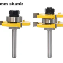 Горячая 2 шт./компл. 6 мм хвостовик Язык и паз фреза для дерева набор 3/" 3 зубца Т-образной формы древесины фреза высокого качества