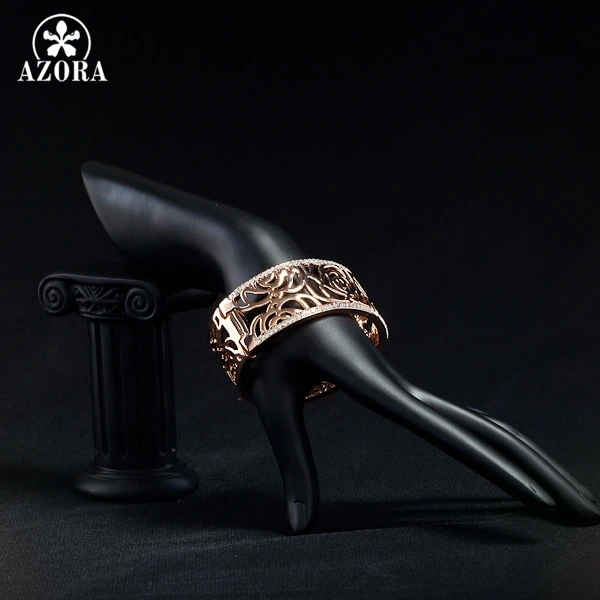 Браслет манжета AZORA из розового золота Stellux с австрийскими кристаллами TB0002|bangle