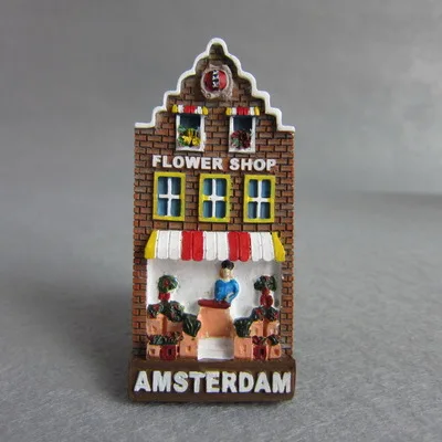 Голландские туристические сувенирные магниты на холодильник 3D Красочные дома смолы холодильник магнитные наклейки домашний декор украшения - Цвет: Flower Shop 2