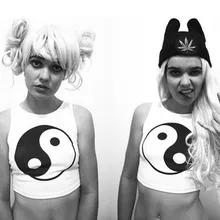 Harajuku AA стиль Летняя мода Harajuku Инь Ян эластичный тонкий короткий дизайн женщин хлопчатобумажный жилет