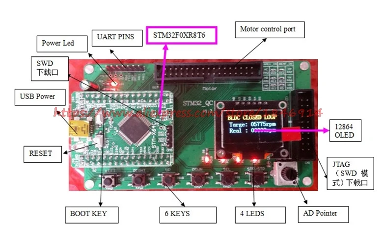 STM32 bldc начального уровня обучения доска stm32f030r8t6 Совет по развитию