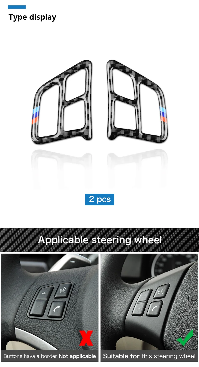 Airspeed for BMW 3 Series E90 Accessories 2005-2012 Carbon Fiber Car Steering Wheel Button Stickers Interior Trim Car Styling (2)