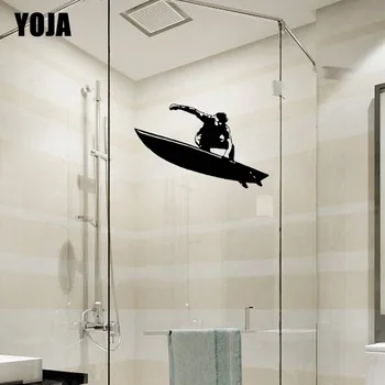 

YOJA 15x24.2CM Home Fashion Surf Wall Sticker Bathroom Glass Decal G2-0290