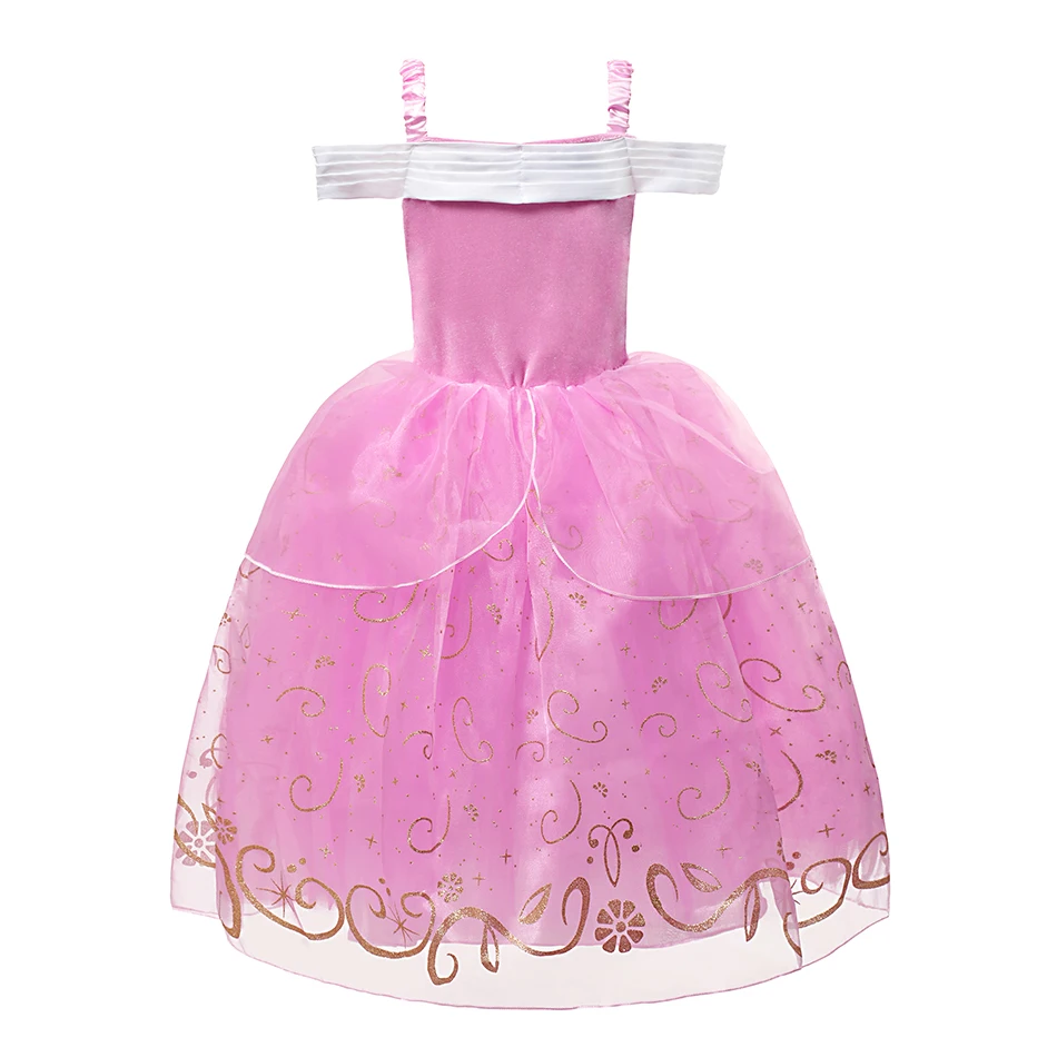 Розовое летнее платье; Одежда для девочек; костюм Спящей Красавицы, принцессы Авроры; Детские вечерние костюмы для костюмированной вечеринки; бальное платье на День рождения; Vestidos