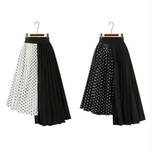 Волнистая шифоновая юбка женская элегантная высокая талия юбки средней длины плиссированные юбки женские модные офисные женские юбки