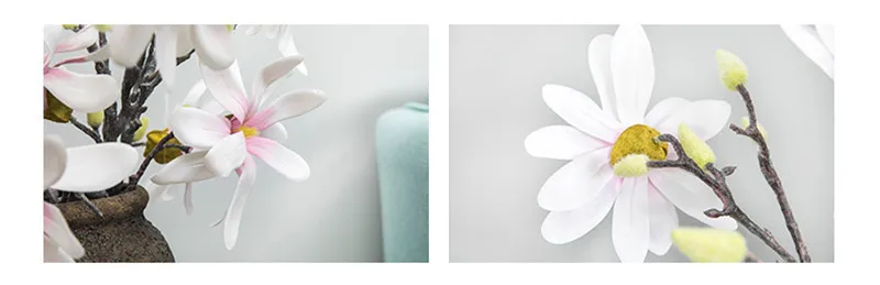 Flone 2 Heads Artificial European Magnolia Simulation Mini Small Orchid Flower Silk Flower Wedding Home Party Decor Floral (3)