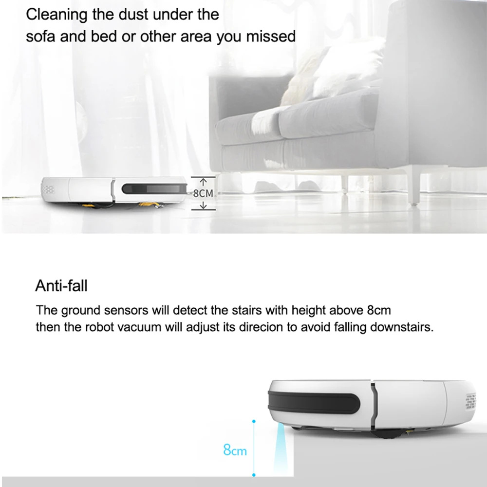 Isweep X3 Robot Vacuum Cleaner APP Control 1800 PA Wet and Dry Home Sweeper Auto Recharge EU Plug English Version Gift 2 Brush