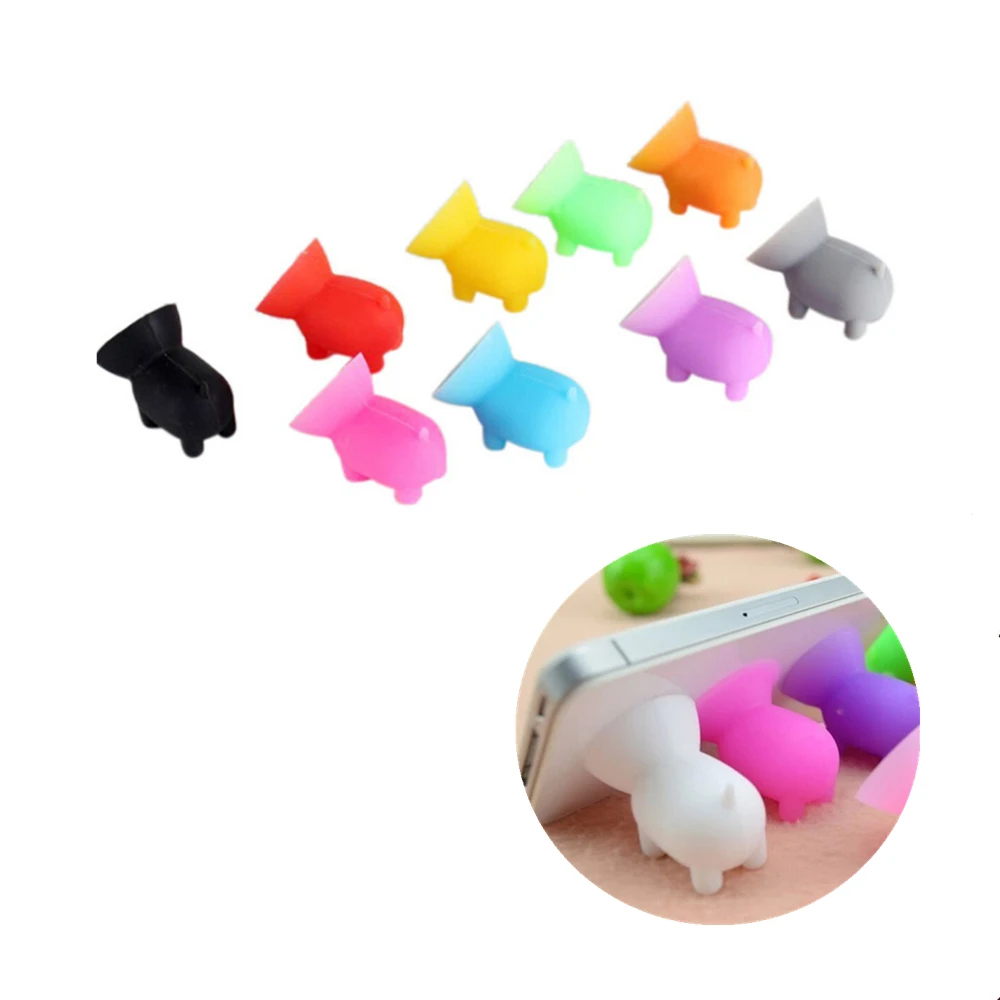 

5 Pcs / Set Mini Cell Phone Sucker Silicone Pig Shape Holder Mobile Stand Cute Color Random Mobile Phone Accessories & Parts