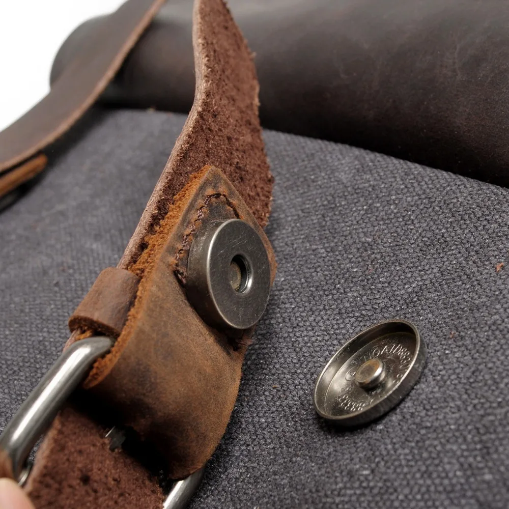  M030 Hot New Multifunction Fashion Men Backpack Vintage Canvas Backpack Leather School Bag Neutral  - 32812801428