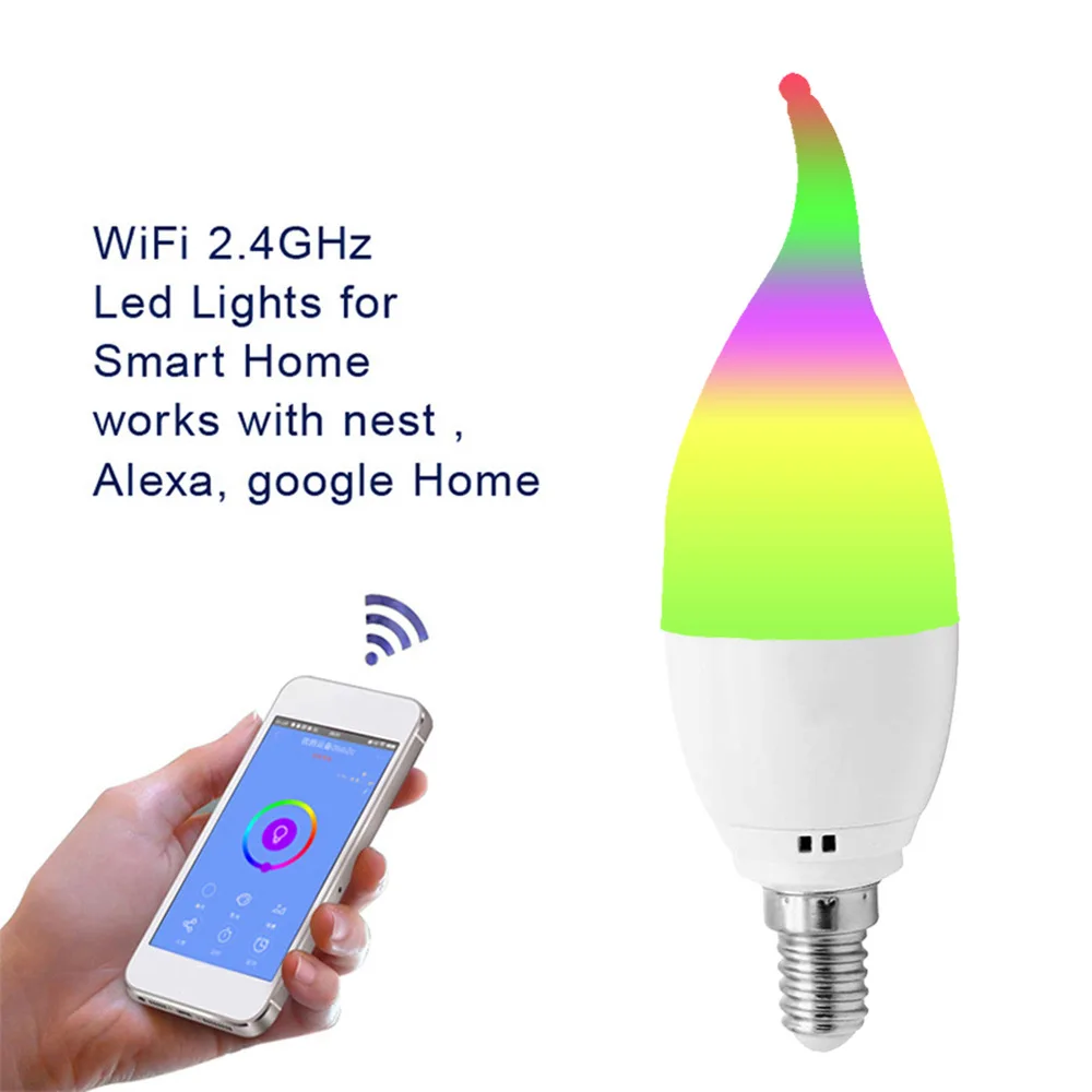Wifi умная Светодиодная лампа умный дом E14/E27 RGB поддержка Alexa Google IFTTT умный динамик Голосовое управление 6 Вт светодиодные декоративные огни