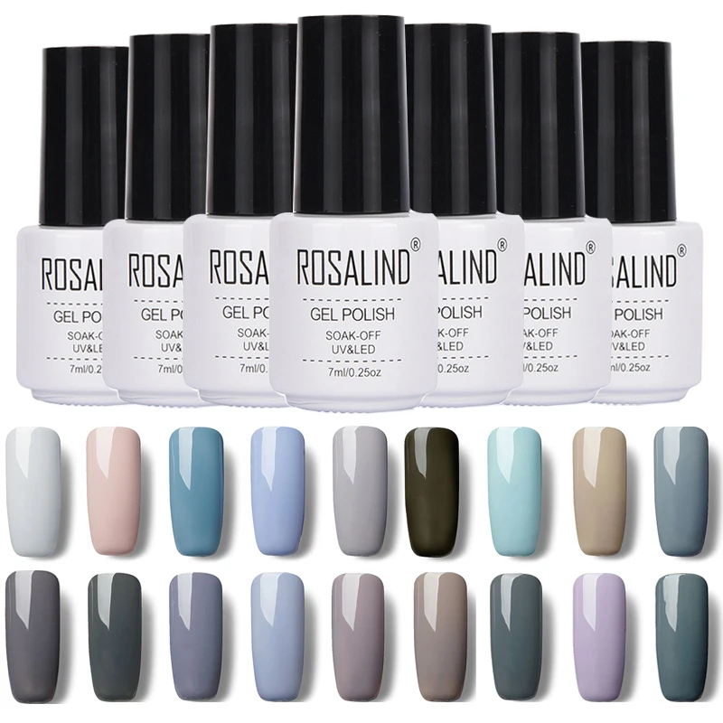

Rosalind Brand Candy Grey Series Color Sock off UV Gel Polish Nail Art Lacquer UV Led Lamp Nail Gel Polish Semi Permanent Nail