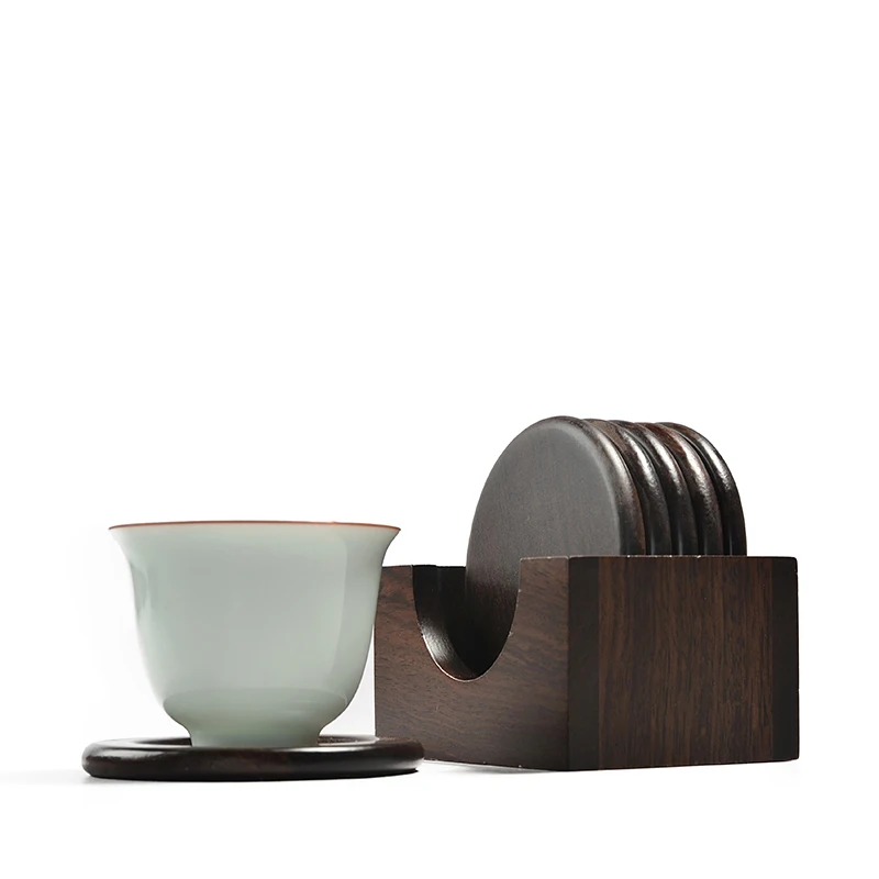 Buy PINNY Handmade Ebony Tea Cup Mats Set Wood Teapot