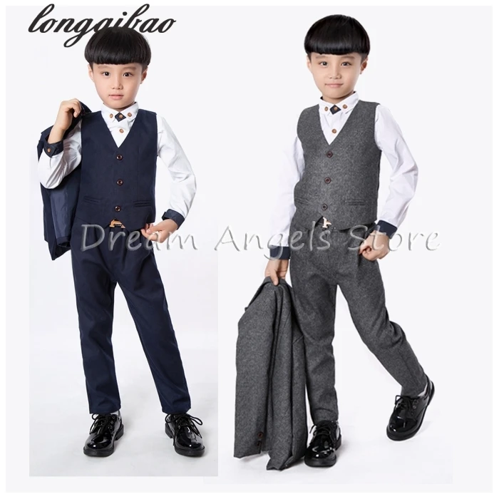 

2018 Retro gentleman style custom made Boy's suits tailor suit Blazer suits for boy 3 piece (Jacket+Pants+Vest)The suits