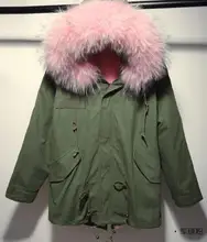 2016 Winter Jacket Women Parkas Top Quality Coat Army Green Large Real Raccoon Color Fur Collar Hooded Outwear