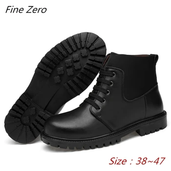 

New Genuine Leather Comfortable Men's Boots Winter Warm Snow Boots Motorcycle Mens Ankle Boot Autumn Men Oxfords Shoes