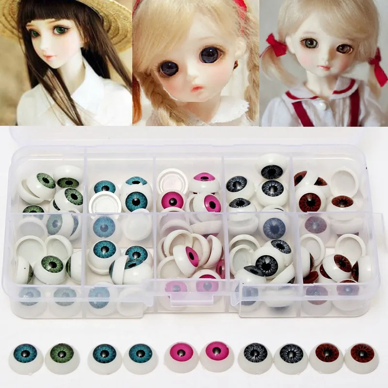 100pcs box 12mm Doll Eyeballs Half Round Acrylic Eyes for DIY Doll Bear Crafts Mix Color