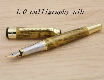 

JINHAO 250 Metallic golden flowing accessories 1.0mm calligraphy Fountain Pen