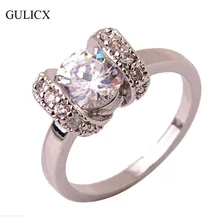 GULICX Size 5 Brand Fashion Creative RIng for Female White Gold Plated Crystal CZ Zirconia Engagement Jewelry 2016 R223