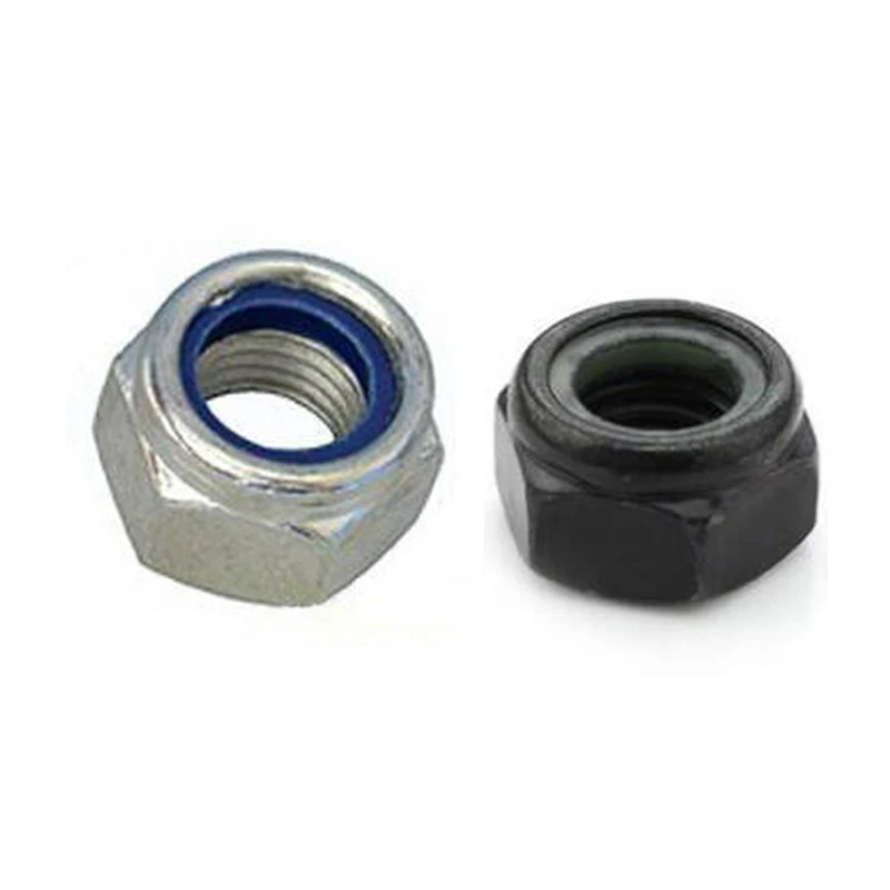 

100Pcs M2 M2.5 M3 M4 M5 M6 M8 M10 M12 Lock nut Carbon Steel Lock Nuts Nylock Self Locking Hex Nuts DIN985 Black