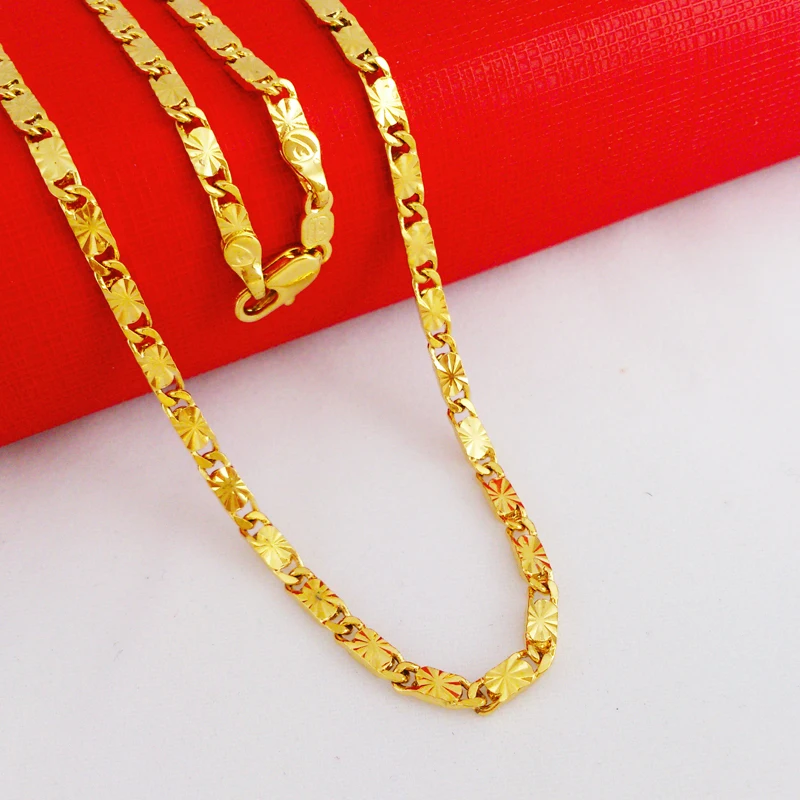 18 Carat Gold Bracelet Price Best Bracelets Fashion Female 18 Carat Gold Necklace 3mm Width 60cm Length 24k