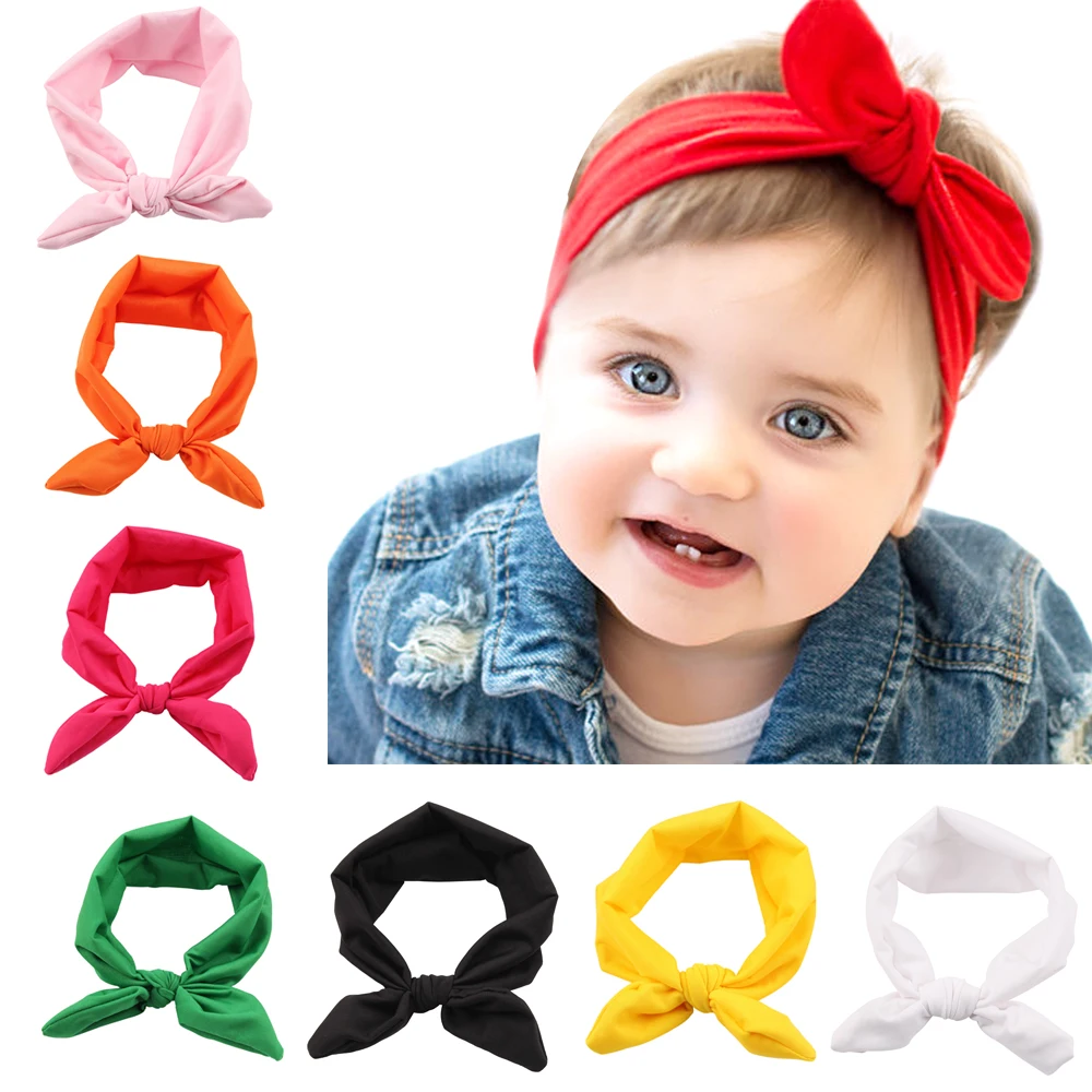 8pcs/lot Children Bunny Ear Headband Scarf Hair Head Band Cotton Bow