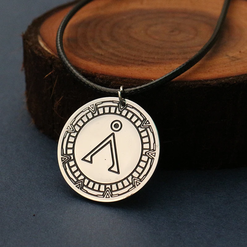 

Fashion stainless steel argentium silver pendant . Stargate Earth. Pewter Wisdom Wolf Necklace Pendant