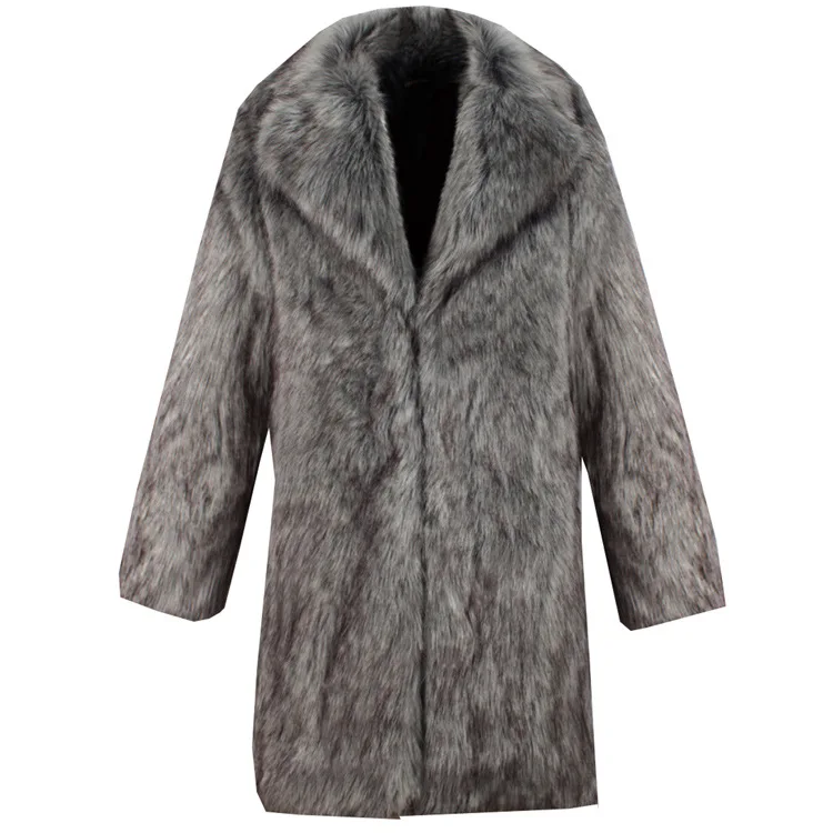 S-6XL New Fashion Men's Clothing Plus Size Faux Fox Fur Coat Mens Winter Trench Overcoats