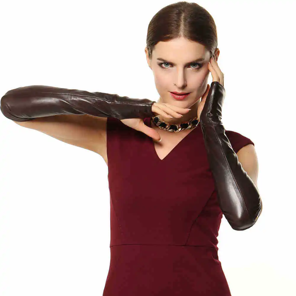 Long Real Leather Gloves Woman Genuine Leather Gloves Womens